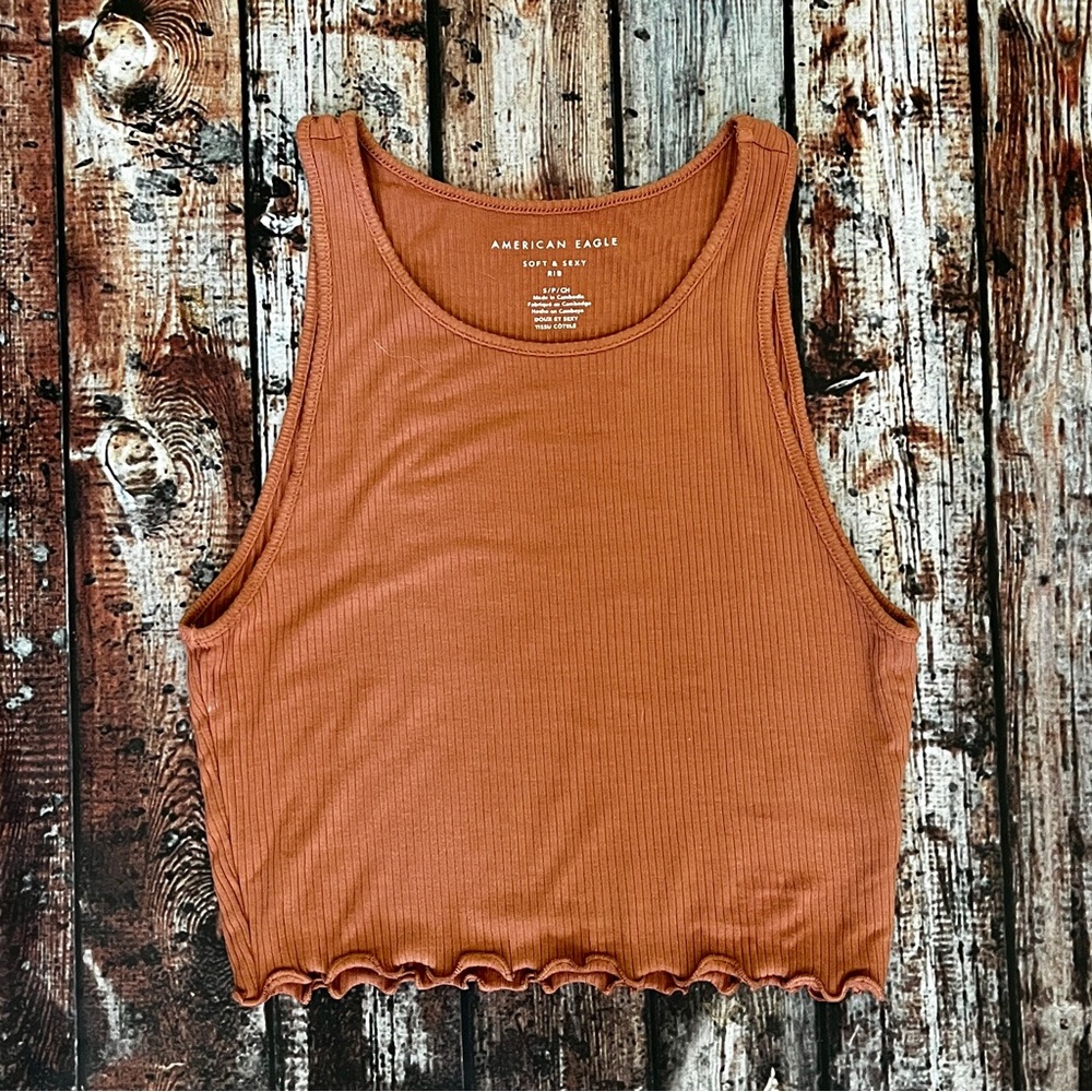 American Eagle Soft & Sexy Rust Ribbed tank Top